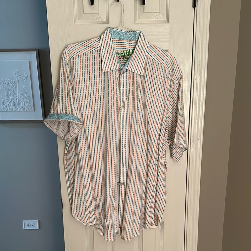 Robert Graham big and tall Striped Short Sleeve Shirt
